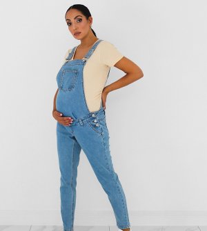 Синий джинсовый комбинезон в винтажном стиле -Голубой Missguided Maternity