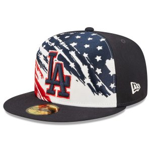 Мужская бейсболка New Era Navy Los Angeles Dodgers 2022, 4 июля, на поле 59FIFTY, облегающая шляпа
