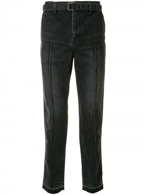 Узкие джинсы средней посадки Sacai. Цвет: серый