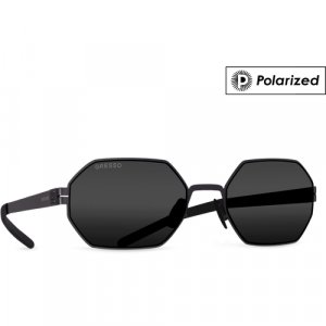 Солнцезащитные очки Gresso, шестиугольные, поляризационные, черный GRESSO. Цвет: черный