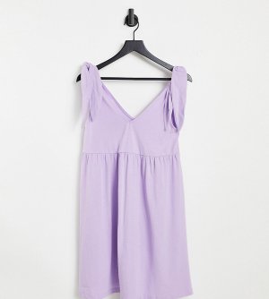 Сиреневое платье мини с присборенной юбкой и завязками на плечах Maternity-Фиолетовый цвет ASOS DESIGN