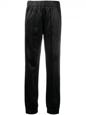 Зауженные атласные брюки Emporio Armani. Цвет: черный