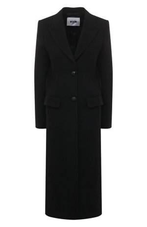 Шерстяное пальто MSGM. Цвет: чёрный