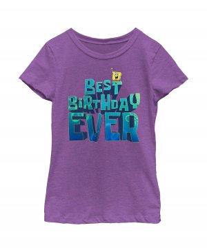 Детская футболка с изображением Губки Боба Квадратных Штанов «Лучшая на день рождения» для девочек Nickelodeon