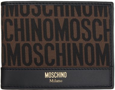 Коричневый кошелек с логотипом по всей поверхности Moschino