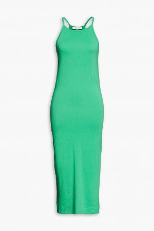 Платье миди Pima из хлопкового джерси FRAME, зеленый Frame