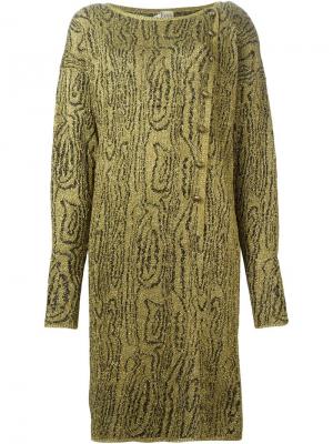 Вязаное платье с узором Krizia Vintage. Цвет: металлический