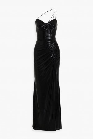Платье из эластичного джерси со сборками и покрытием MARCHESA NOTTE, черный Notte