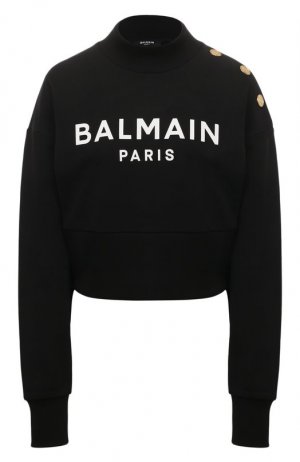 Хлопковый свитшот Balmain. Цвет: чёрно-белый