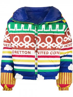 Куртка-пуховик с логотипом Benetton. Цвет: нейтральные цвета