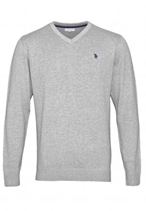 Вязаный свитер V AUSSCHNITT , цвет grau meliert U.S. Polo Assn.