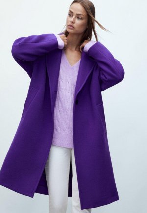Пальто Massimo Dutti. Цвет: фиолетовый