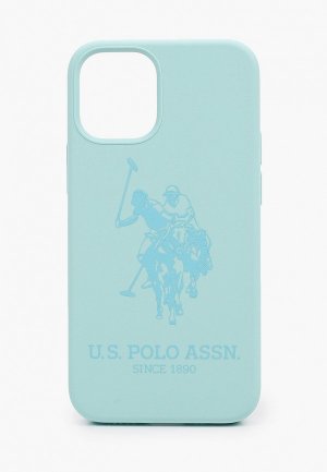 Чехол для iPhone U.S. Polo Assn. 12 mini (5.4), Liquid Silicone Double horse Mint. Цвет: бирюзовый