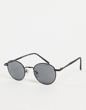 Круглые солнцезащитные очки в черной оправе стиле унисекс -Черный цвет AJ Morgan