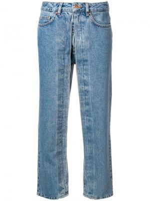Укороченные брюки с многослойным эффектом Aalto. Цвет: синий