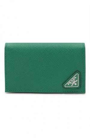 Кожаный футляр для кредитных карт Prada. Цвет: зелёный