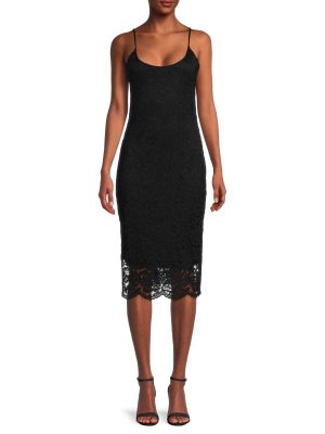 Кружевное платье-комбинация без рукавов, черный Donna Karan