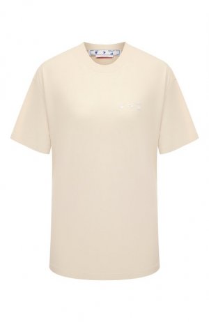Хлопковая футболка Off-White. Цвет: бежевый