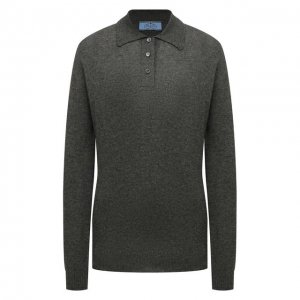 Кашемировый пуловер-поло Prada. Цвет: серый