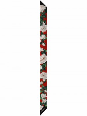 Шелковый платок с цветочным принтом Dolce & Gabbana. Цвет: красный