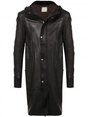 Пальто средней длины с капюшоном Guidi. Цвет: черный