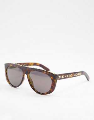 Круглые солнцезащитные очки с линзами в коричневой оправе отделкой заклепками 492/S-Коричневый цвет Marc Jacobs