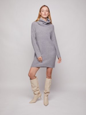Вязаное платье-свитер zolla. Цвет: серый