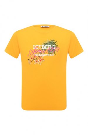Хлопковая футболка Iceberg. Цвет: жёлтый