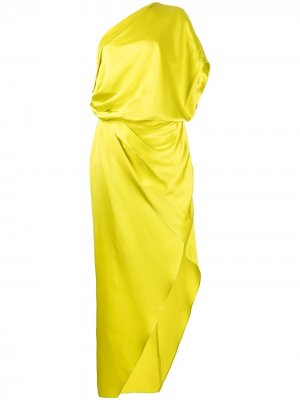 Шелковое платье миди с драпировкой Michelle Mason. Цвет: желтый