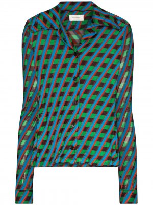 Рубашка Mambo с геометричным принтом Wales Bonner. Цвет: синий
