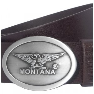Ремень , размер 125, коричневый, серебряный Montana. Цвет: серебристый/черный