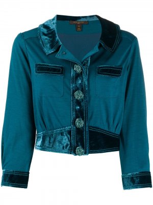 Бархатная укороченная куртка pre-owned Louis Vuitton. Цвет: зеленый