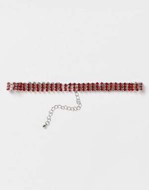 Ожерелье-чокер с кристаллами красного цвета -Красный ASOS DESIGN