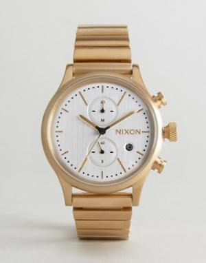 Золотистые часы с хронографом Station-Золотой Nixon