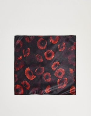 Платок для нагрудного кармана с цветочным принтом и цветок на лацкан -Черный цвет Bolongaro Trevor