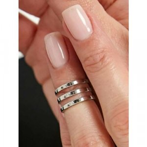 Кольцо на три пальца тройное фаланговое, серебро, 925 проба, родирование, размер 13, серебряный SKAZKA Natali Romanovoi. Цвет: серебристый