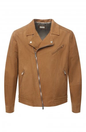 Кожаная куртка Brunello Cucinelli. Цвет: коричневый