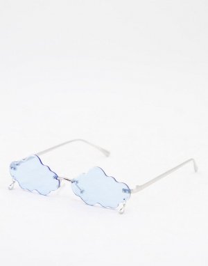 Модные голубые очки без оправы в форме облаков с подвеской-капелькой -Голубой ASOS DESIGN