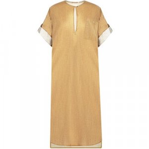 Платье , хлопок, повседневное, свободный силуэт, размер 38, коричневый NEHERA. Цвет: коричневый