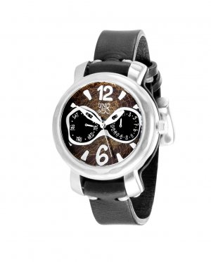 Мужские часы из кожи и металлического сплава с посеребренным покрытием , коричневый UNO de 50