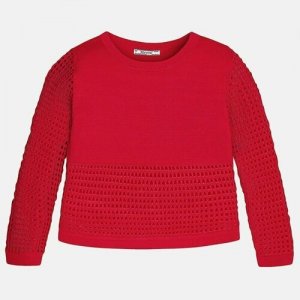 Пуловер , длинный рукав, размер 14 лет (152-157 см), красный Mayoral. Цвет: красный