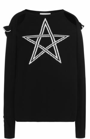 Пуловер с разрезами на рукавах и вышивкой в виде звезды PREEN by Thornton Bregazzi. Цвет: черный