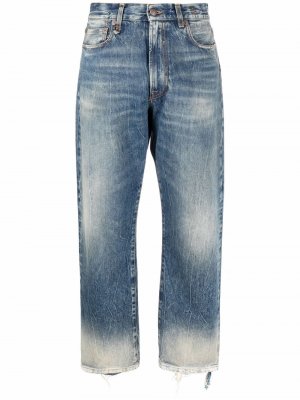 Укороченные джинсы Kelly с эффектом потертости R13. Цвет: синий