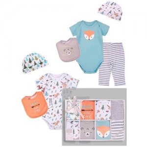 Подарочный комплект белья для новорожденного из 8 предметов Hudson Baby