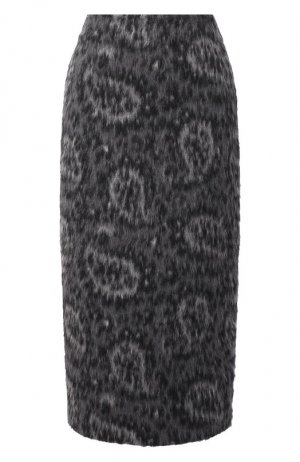 Шерстяная юбка Fendi. Цвет: серый
