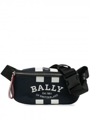 Поясная сумка в полоску с логотипом Bally. Цвет: синий