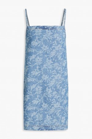 Джинсовое мини-платье с цветочным принтом RAG & BONE, синий bone