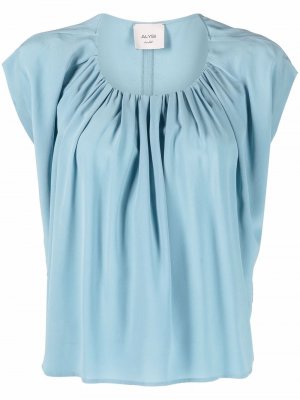 Short-sleeve silk blouse Alysi. Цвет: синий