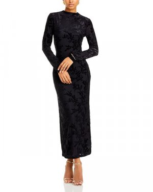 Платье макси с фактурным цветочным принтом Vicki и длинными рукавами WAYF, цвет Black Wayf