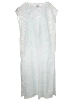 Платье макси с вышивкой Si-Jay. Цвет: белый
